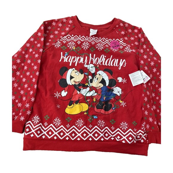 Disney Mickey and Minnie Happy Holidays light up sweater size Xl NWT New Battery - Picture 1 of 9